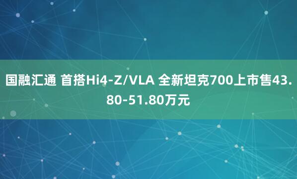国融汇通 首搭Hi4-Z/VLA 全新坦克700上市售43.80-51.80万元