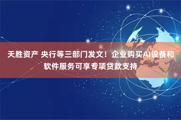 天胜资产 央行等三部门发文！企业购买AI设备和软件服务可享专项贷款支持